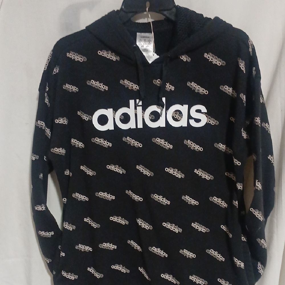 Adidas Black and White Logo Men's Hoodie